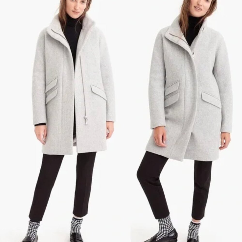 J Crew Cocoon Coat Italian Stadium Cloth Wool Blend Nello Gori Gray | sz 4 | EUC